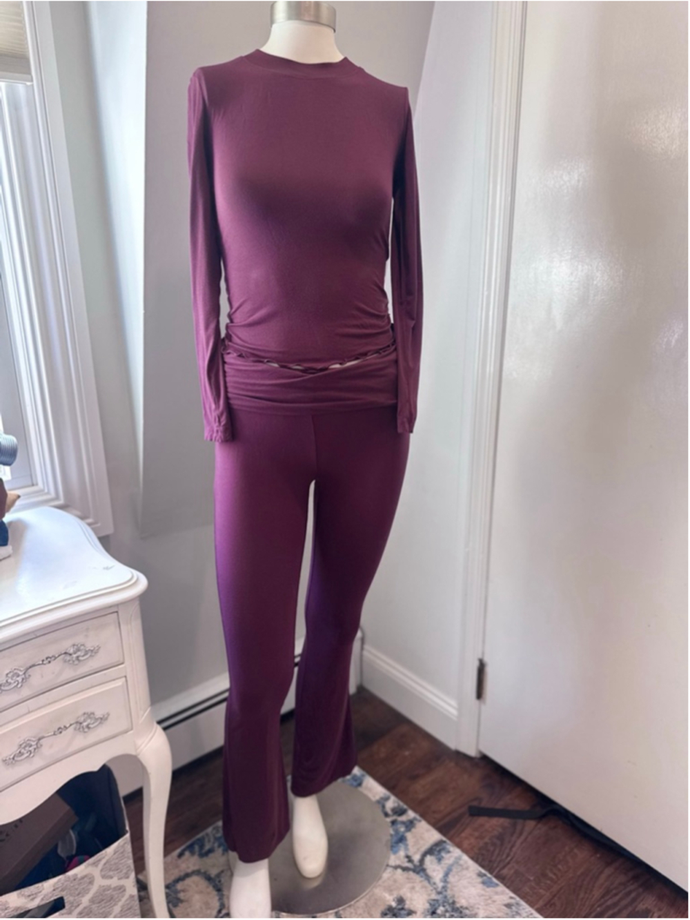 WEWOREWHAT | Maroon Long Sleeve Top & Leggings Set | Top XS bottom S